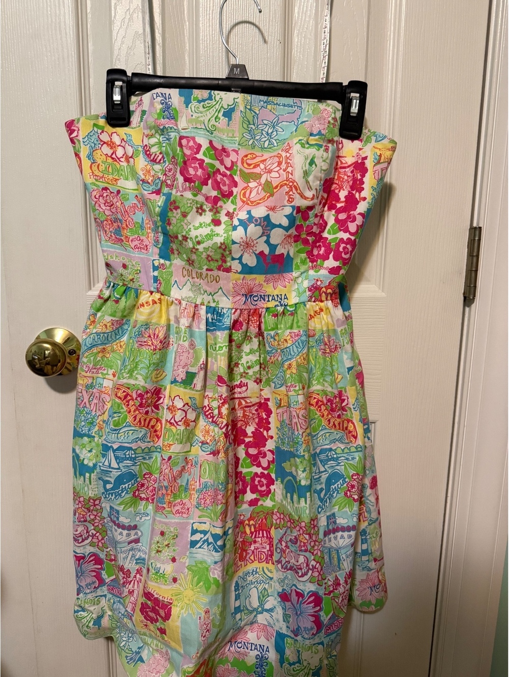 Lilly Pulitzer Strapless Colorful Patchwork Floral Dress Size 6